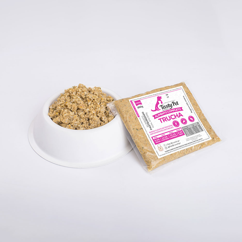 ALIMENTO COMPLETO TRUCHA 250g - Pet Brunch Desarrollo